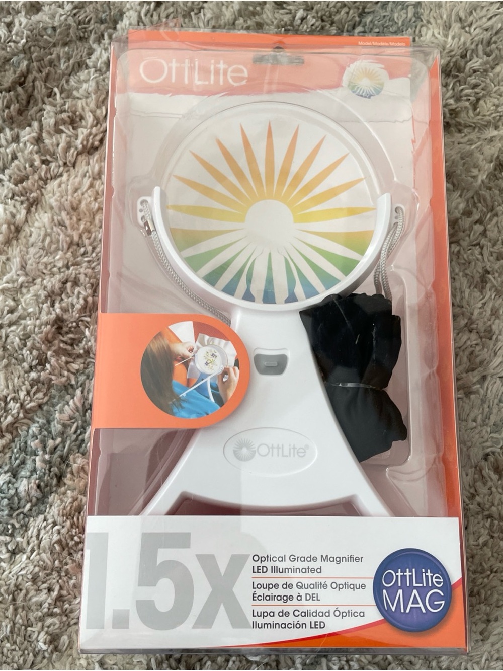 Ottlite MAG Optical Grade Magnifier 1.5 X LED Illuminated 4" rimless LED mag..